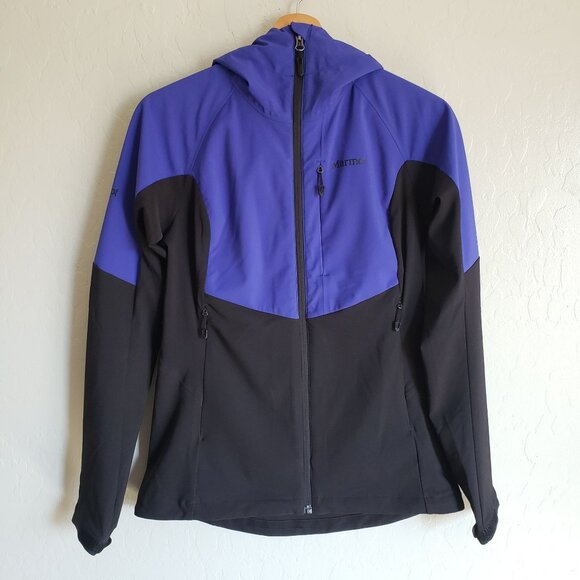 Marmot ROM Windstopper Gore-Tex Soft Shell Jacket Hooded Black/Purple Women's S - Picture 1 of 12
